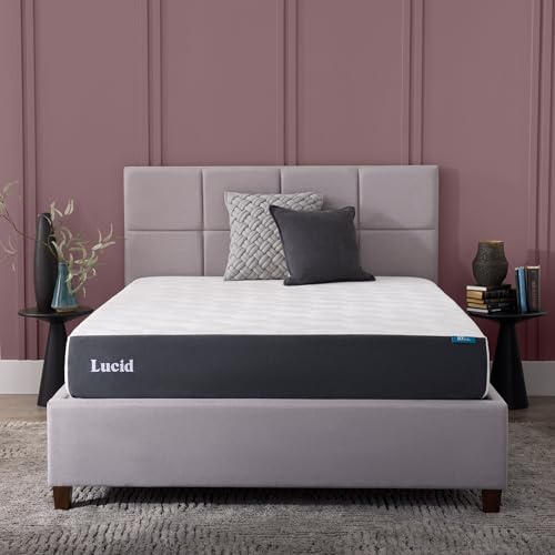 Lucid® 10" Plush Gel Memory Foam Mattress – Bamboo Charcoal & Cooling Gel – Fib…