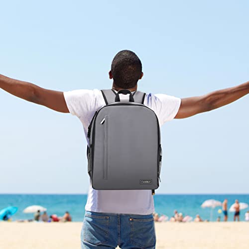 Cwatcun Camera Backpack DSLR SLR Camera Bag with 15.6 Inch Laptop Compartment For Canon Nikon Sony,Water Resistant Camera Backpack for Women and Men,Adjustable Tripod Holder (Ⅱ Large Grey)