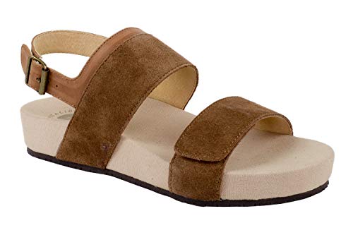 REVITALIGN Women's Up Swell Leather Suede Adjustable Sandal Brown 9