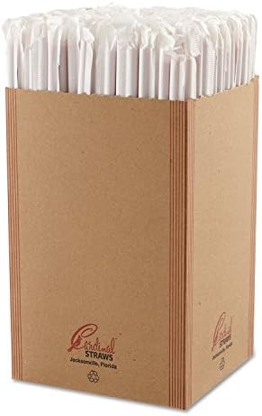 Wrapped Giant Straws, Red, 10 1/4", 300/box, 4 Boxes/carton