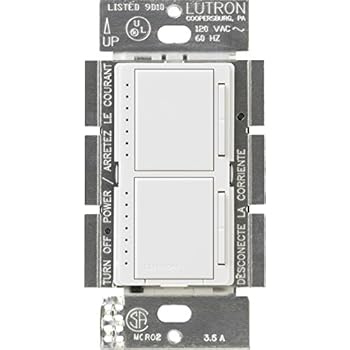 Lutron Maestro Dual Dimmer Switch for Incandescent and Halogen Bulbs, 300-Watt, Single-Pole, MA-L3L3-WH, White