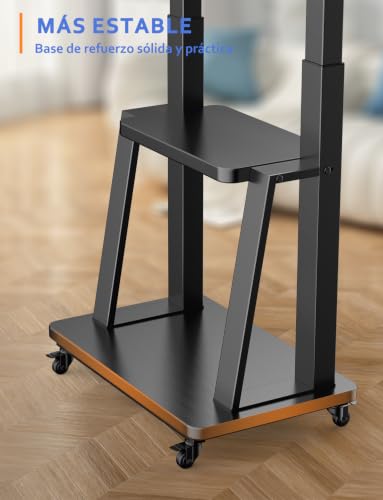 SHTUMEC Soporte de TV Móvil con Ruedas para 50 55 60 65 70 75 Pulgadas,Carrito TV Universal de Suelo con Altura Ajustable,Soporte de Piso VESA 200x200-600x400 mm,Base de Pantalla Móvil 32-80 Pulgadas