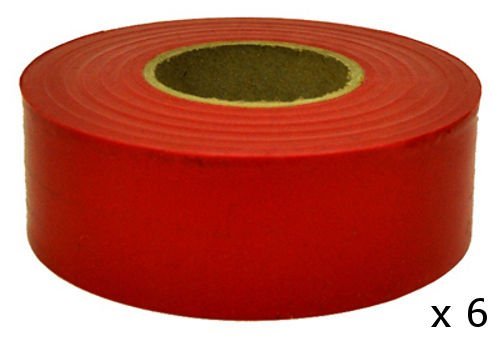Hanson 17021 Lot of (6) 300' Red Vinyl Flag Marking Ribbon Tape
