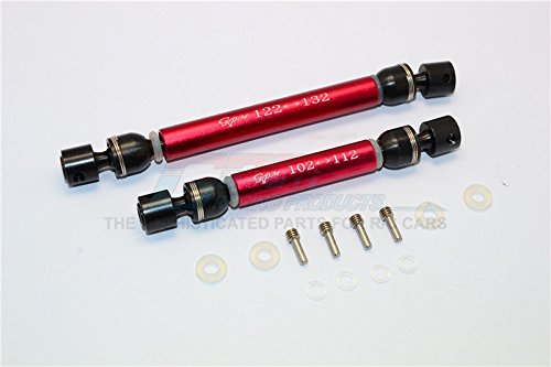 Traxxas TRX-4 Trail Defender Crawler Upgrade Parts Aluminum + Steel Front / Rear CVD Main Shafts - 1Pr Set Red
