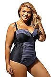 Lalagen Women's Ruched Slim Fit Plus Size One Piece Monokini Swimsuit