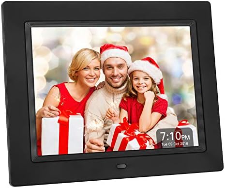 Crosstour Digital Photo Frame 8 Inch, Wide Screen Electronic Picture/Music/Video Frame USB SD/MMC, Clock & Calendar Function with Remote Control, Best Gift for Your Christmas