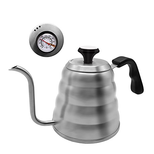 Pour Over Kettle with Thermometer, 1.2L(41floz), Coffee Kettle Gooseneck Drip Kettle Stainless Steel Tea Pot for Stovetop Home Brewing, Camping and Traveling, Pour Over Coffee Maker by ECPURCHASE