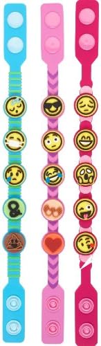 Emoji Icons Bracelet, 3-Pack, Pink/Purple/Blue