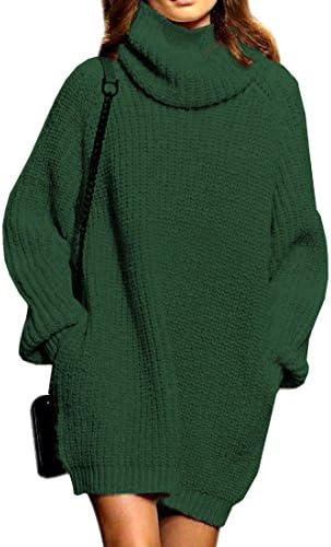 Cowlneck Pullover Sweater Dress,Fengtre Women's Wool Loose Turtleneck Long Sweater Baggy Tops