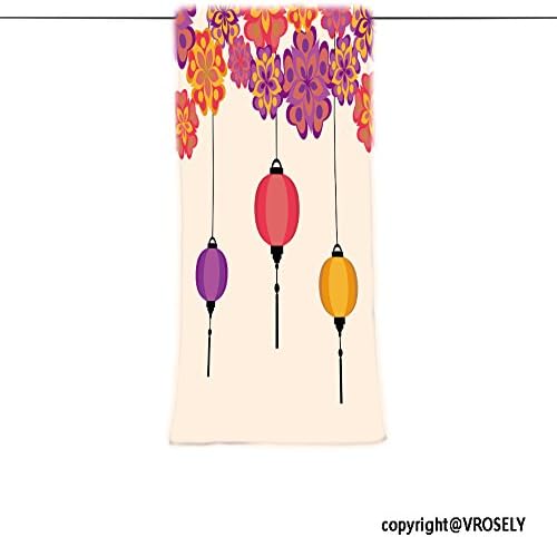 VROSELV Custom Towel Soft and Comfortable Beach Towel-vector illustration of chineese lanters decoration colorful fun set Design Hand Towel Bath Towels For Home Outdoor Travel Use 13.8"x27.6"