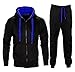 Janisramone New Kids Boys Contrast Drawcord Fleece Hooded Top Bottom Set Jogging Tracksuit