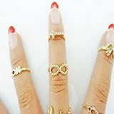 Buyinhouse Fans Charms 7pcs/set Rings Urban Gold Stack Plain Cute Above Knuckle Ring Band Midi Ring
