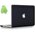 UESWILL Smooth Matte Hard Shell Case Cover Compatible with MacBook Pro 13 inch with CD-ROM (Non-Retina) (Model A1278) + Microfibre Cleaning Cloth, Black