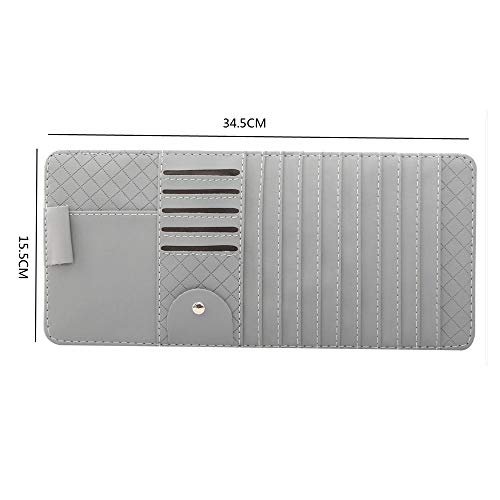 idain Car Sun Visor CD Holder Storage Case Car Sun Visor Organizer Storage Pouch Bag,10 CD Slots,5 Card Case,1 Pen Holder and 1 Glasses Holder(Gray)