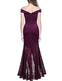 Miusol vestido largo de cóctel con encaje floral y hombros descubiertos para mujer