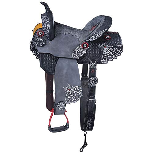 Silver Royal Black Widow Barrel Saddle 15in