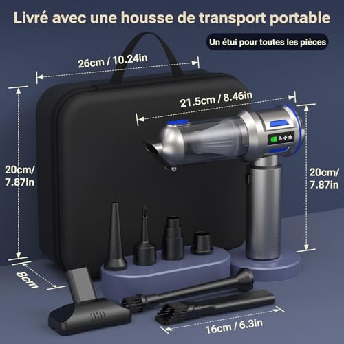 Handheld Vacuum Cleaner, 27000Pa/120W Mini Cordless Vacuum Cleaner & 250,000 RPM 3 Speeds Car Vacuum Cleaner with Brushless Motor, Wireless Car Vacuum Cleaner for Office, Home, Kitchen, Bristles