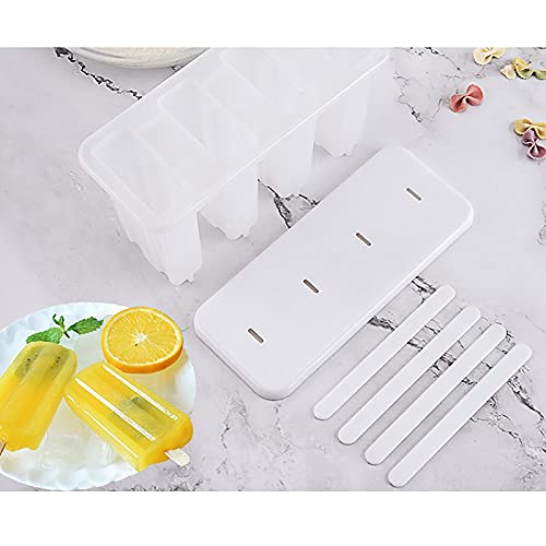 Homemade Popsicle Molds Shapes, Plastic Popsicle Ice Cream Molds With Lid, Popsicle Ice Box, 4 Reuseable Sticks, Easy Release Ice Pop Molds For Home Party (A)