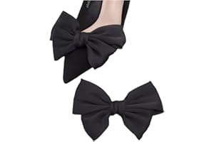 Tsangbaby Satin Bow Shoe Clips - Dots Solid Color Removable Elegant Wedding Party Shoe Buckle Bag Clothing Hair Accessories for Women Girls 2 Pcs