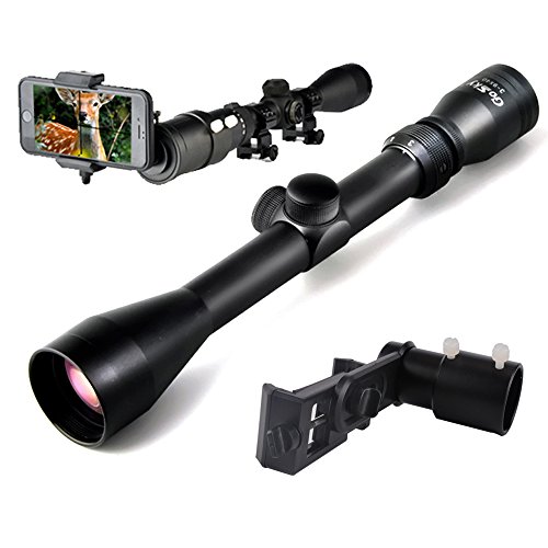 Gosky Rifle Scope 3-9x40 Hunting Riflescope Gun Scope with Scope Smartphone Mount Adapter & Free Mounts for 20mm Rail & Covers, Matte Black, Optics R4 Reticle Crosshair