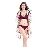 Macr&Steve Women's Chiffon Beachwear Floral Kimono Bikini Cover up Cardigan