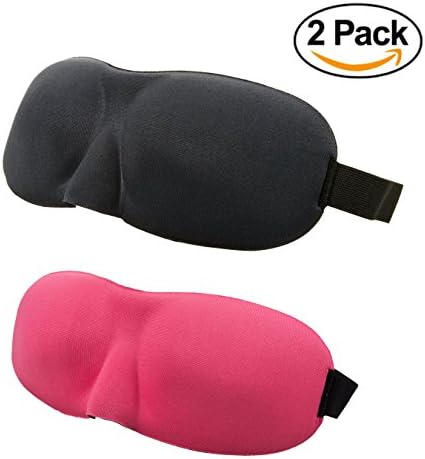 Therapia Plus Eye Mask for Sleeping 2 Pack of Eye Masks for Couples - Adult Blindfold with Adjustable Strap - Sleeping Masks in Black &amp; Hot Pink Color