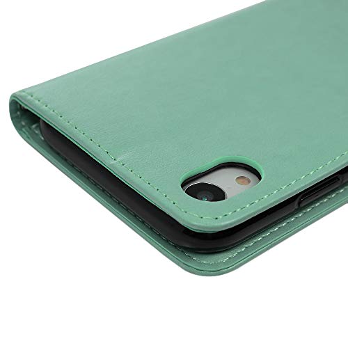 ZSTVIVA iPhone Xr 6.1 inch Case, Wallet Case Cover PU Leather 3D Sparkle Diamond Magnetic Folio Bumper Embossed Plum Blossom Waterproof Card Holders Protective Skin Shell - Green - Thumbnail 4