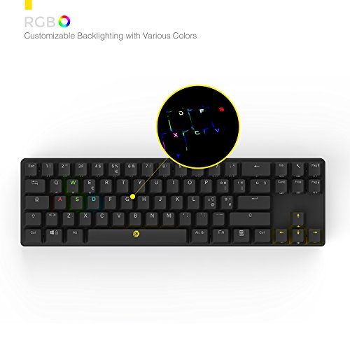 DREVO Calibur 72 Clave de Juego mecánico Teclado RGB LED retroiluminada Tenkeyless inalámbrico Bluetooth 4.0 -IT Layout (Switch Marrón, Negro) - Imagen 3