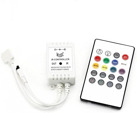 20 keys Music Sensor IR Remote Control for DC12V 5050 3528 5630 RGB LED Strip light Tape Lamp - White