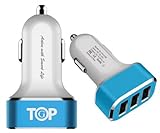 TopG Smart Mini XS 5.1 AMP 3-Port Rapid USB Car Charger for Apple and Android Devices (High Output) - Ocean Blue