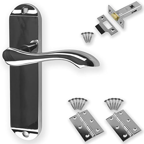 Chrome Door Handle Set Pack Latch Lock Bathroom New (Lever Latch)