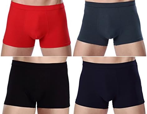 YVWTUC Men's Flexible 4-Pack Boxer Briefs Mid-Waisted Cotton Underwear