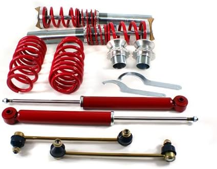 RSK Street Coilover Kit - VW MK5 Rabbit Jetta GTI R32 / MK6 Golf Jetta / B6 Passat / EOS / CC / Tiguan / Beetle / Audi A3 8P / TT 8J - Red (2006 2007 2008 2009 2010 2011 2012 2013 2014 2015)