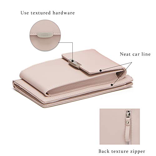 Kingto Cellphone Purse Small Cross body Bag Waterproof Smartphone Wallet Phone Holder for Women (pink two)