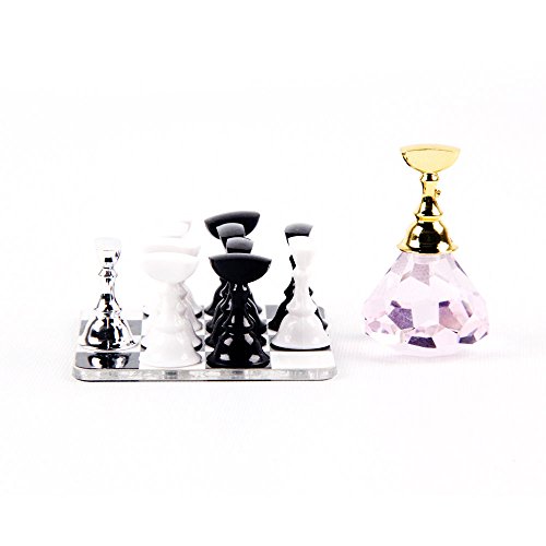 BQAN 1 Set Nail Tips Practice Stand Magnetic Stuck Crystal Holder Chessboard Design - Thumbnail 3