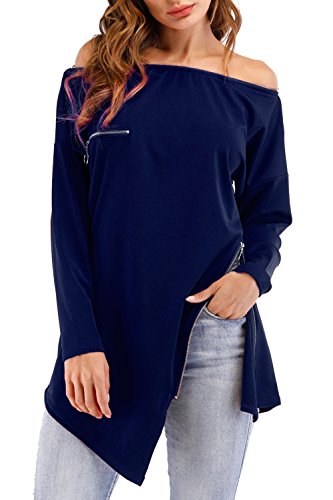 Mystry zone women s casual long sleeve round neck solid loose tun…
