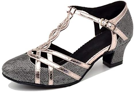 TDA Womens T-Strap Glitter Synthetic Salsa Tango Ballroom Latin Party Dance Shoes CM101