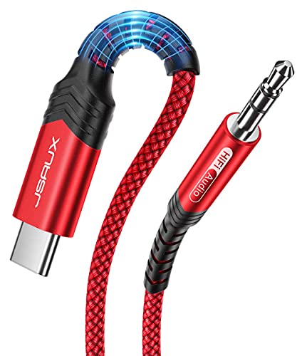 Photo 1 of JSAUX USB C to 3.5mm Audio Aux Jack Cable[6.6ft], USB Type C to 3.5mm Headphone Stereo Cord Car Compatible with iPhone 16 Pro Max/15 Pro Max Plus, iPad Pro, Samsung Galaxy S24 S23 Ultra, Pixel-Red