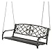 Black Metal Fleur-de-Lis Patio Porch Swing