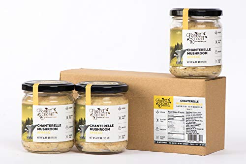 Forest Secret Vegan Spreads and Dips, Chanterelle Mushrooms, Gluten and Sugar Free, Net 6.17 oz (Pack of 3)