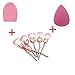AccMart Flower Shaped Makeup Brushes, 6PCS Makeup Brushes Set for Highlighter Eyebrow Eyeliner Foundation with Free Pro Beauty Makeup Sponge, Makeup Brush Cleaner 