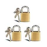 ATB 3 Pc Small Metal Padlock Solid Brass Mini Lock