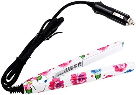 INMISS Portable Plate Car Mini Travel Hair Straightener Flat Iron Plug 12V (Flower)