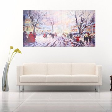 Buy Generic Christmas Carol Crowd Street Frame Less Painting