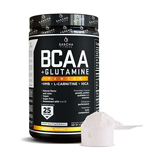 Sascha Fitness BCAA 411 + Glutamine, HMB, LCarnitine, HICA Powerful and Instant Powder