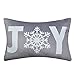 JWH Christmas Joy Snowflake Throw Pillow Covers Decorative Velvet Accent Pillow Case Grey Pillowcase Winter Holiday Decorations Rectangle Cushion Couch Bed Home 12x20 Inch White Letter