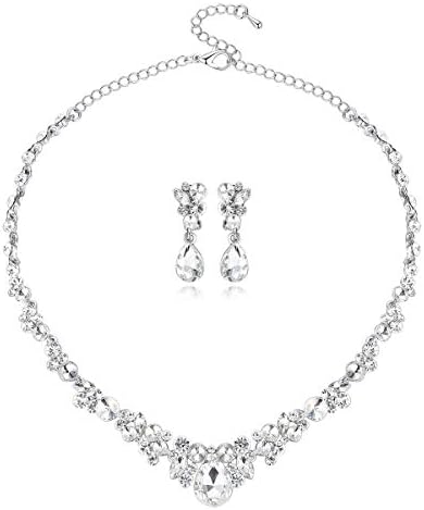 Clear Rhinestone Heart Shape Bridal Jewellery Sets for Women