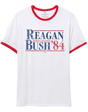 Modern Discord&Trade; Mens/Unisex Reagan Bush 84 Vintage Ringer T-Shirt