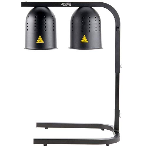 Avantco W62-BLK Black 2 Bulb Free Standing Heat Lamp/Food Warmer - 120V, 500W