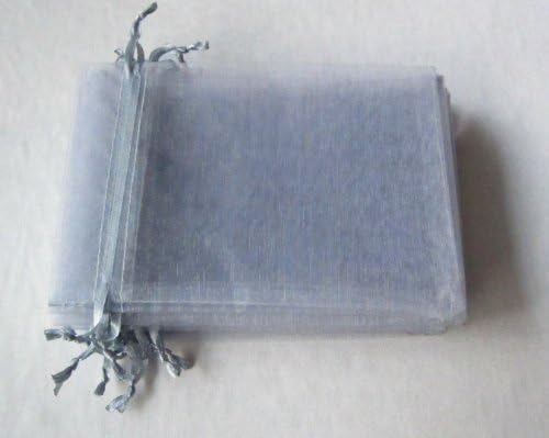 Vlonfine 25pcs Organza Drawstring Pouches Gift Bags 3.9x5.9Inches(10x15cm) (Silver)